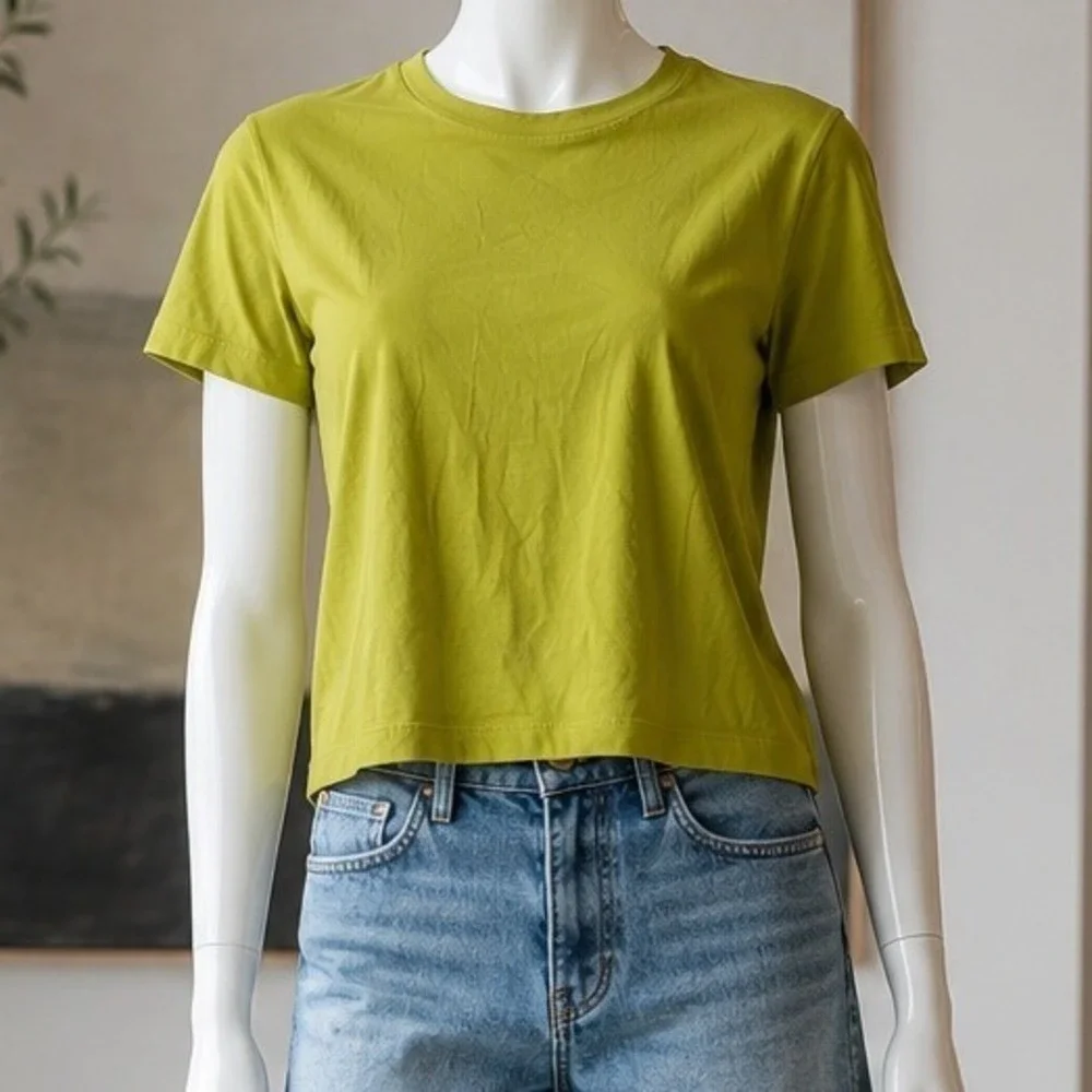 Everlane Womens T-Shirt Organic Cotton Box-Cut Chartreuse Green Small